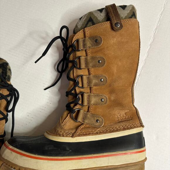 7.5 Sorel Joan of Arctic Knit II Waterproof Winter Snow Boots Elk Brown Gorpcore - Picture 3 of 6